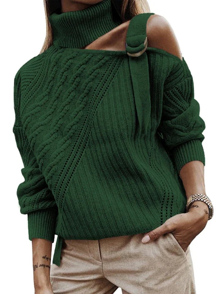 Cold Weather Leopard Off Shoulder Sweater