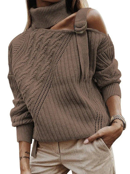 Cold Weather Leopard Off Shoulder Sweater