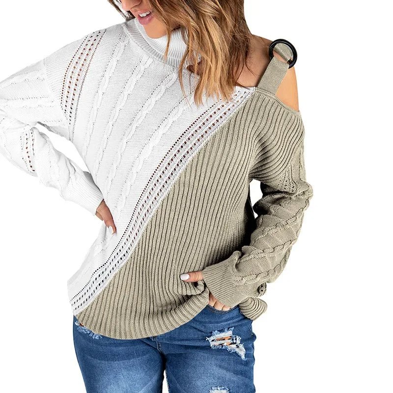 Cold Weather Leopard Off Shoulder Sweater