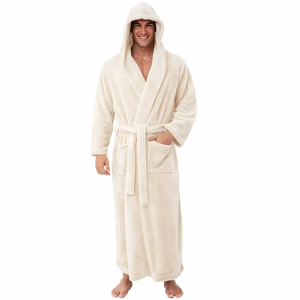 Cozy Fleece Hooded Robe for Men