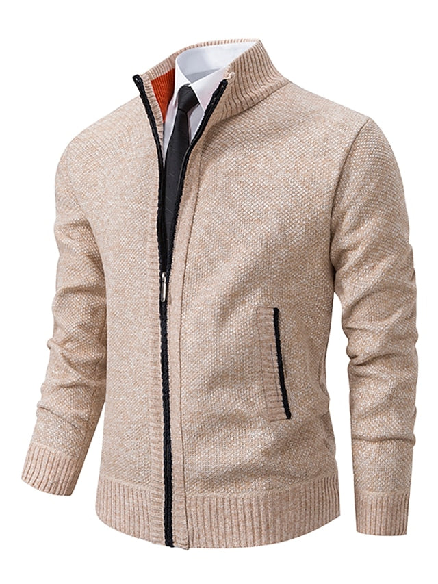 Warm Crew Neck Knit Sweater Coat - OutfitLondon