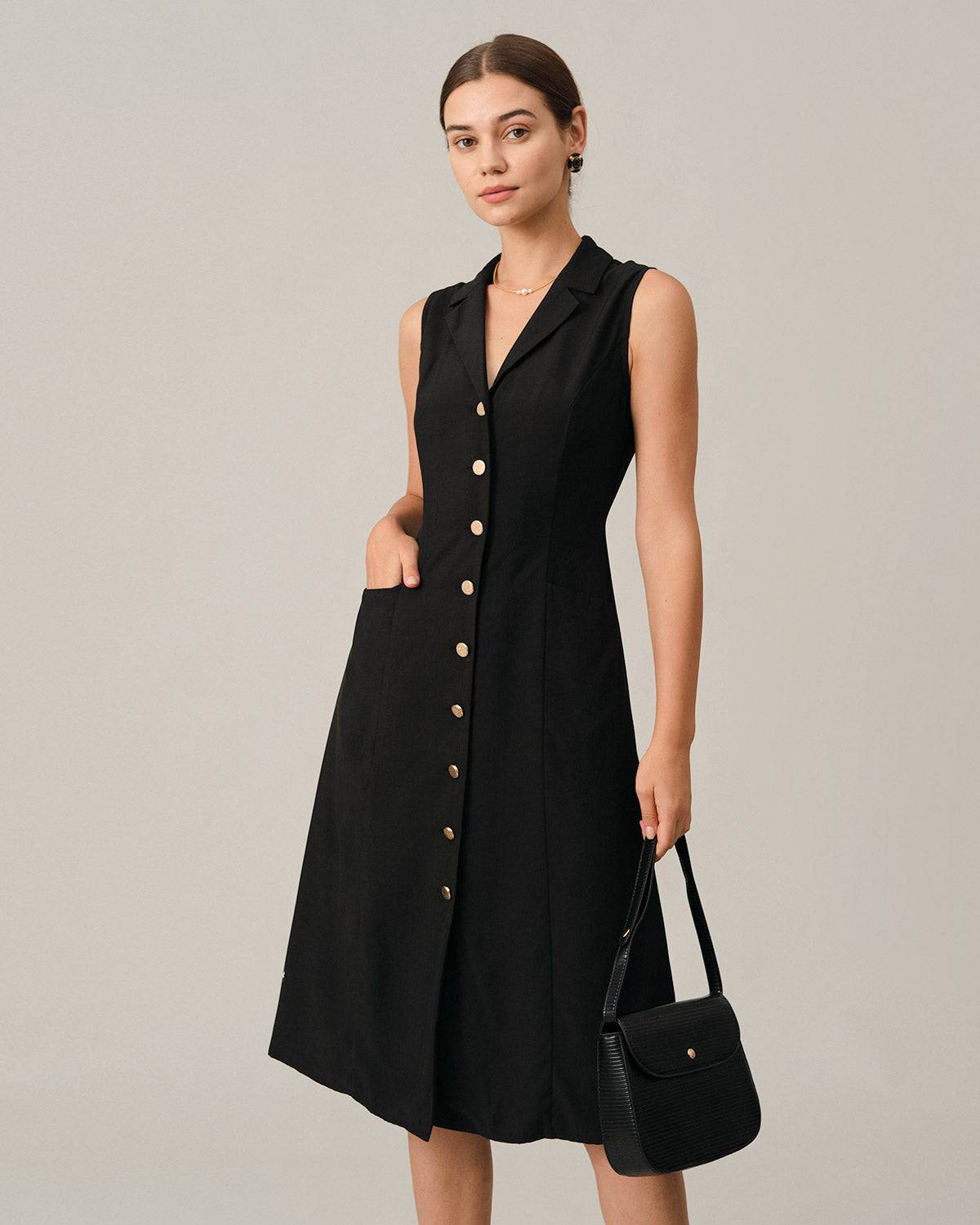Elegant V Neck Midi Dress for Mother of Bride - OutfitLondon
