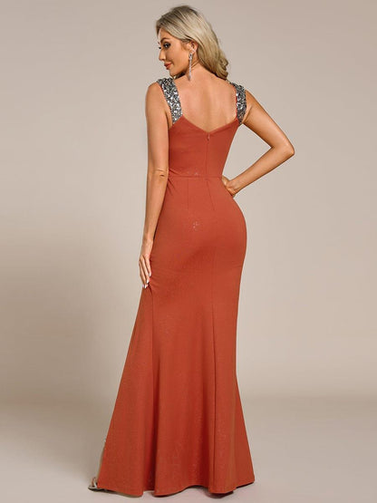 Olympia | Bodycon V-Neck Prom Dress with High Slit