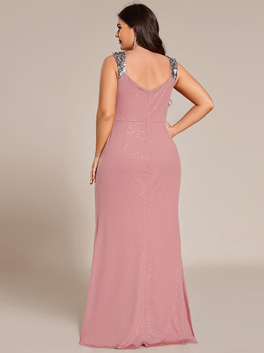 Olympia | Bodycon V-Neck Prom Dress with High Slit