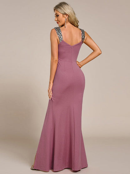 Olympia | Bodycon V-Neck Prom Dress with High Slit