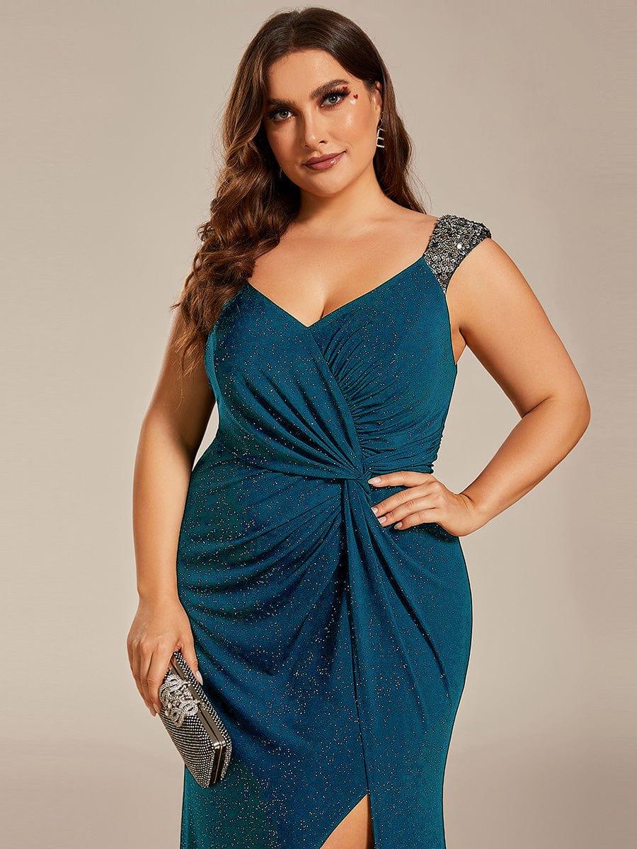 Olympia | Bodycon V-Neck Prom Dress with High Slit