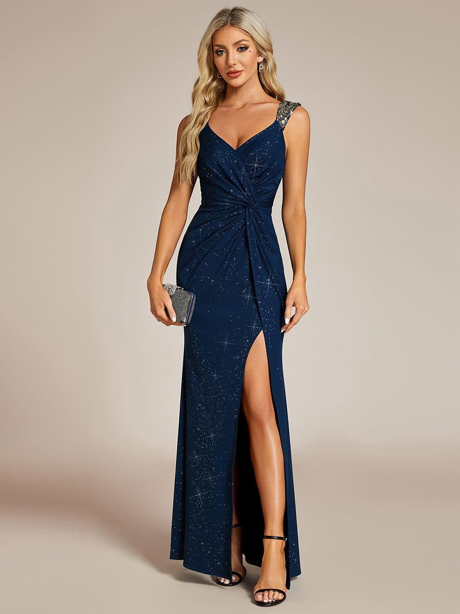 Olympia | Bodycon V-Neck Prom Dress with High Slit