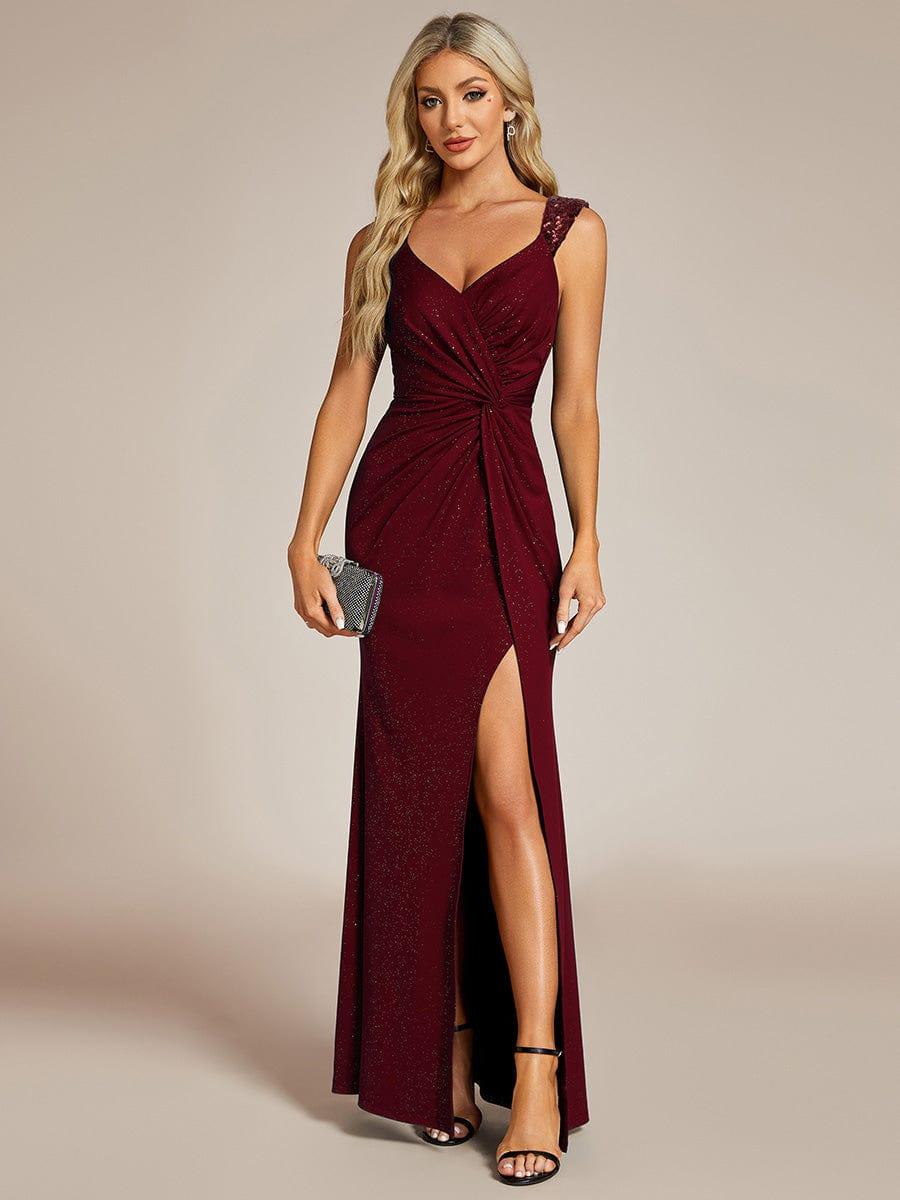 Olympia | Bodycon V-Neck Prom Dress with High Slit