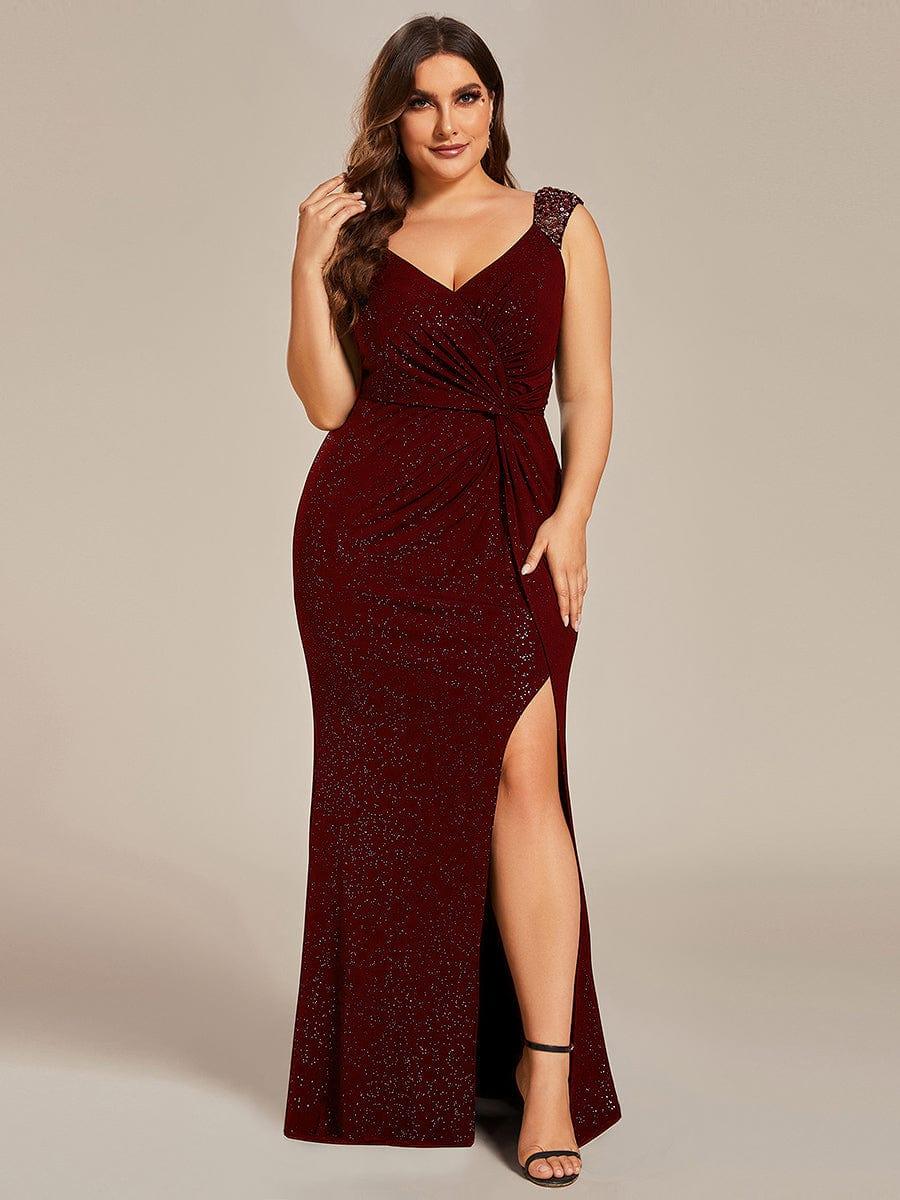 Olympia | Bodycon V-Neck Prom Dress with High Slit