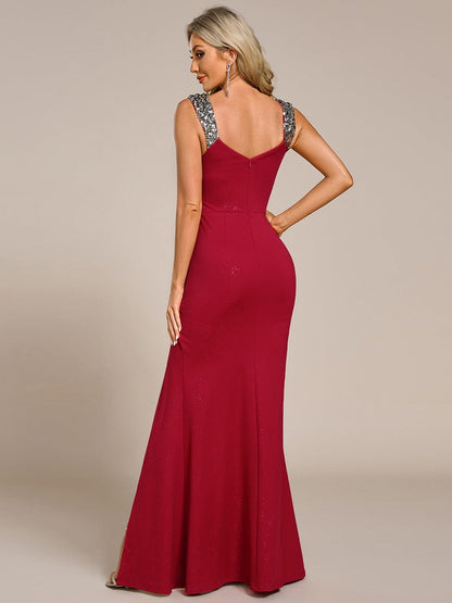 Olympia | Bodycon V-Neck Prom Dress with High Slit