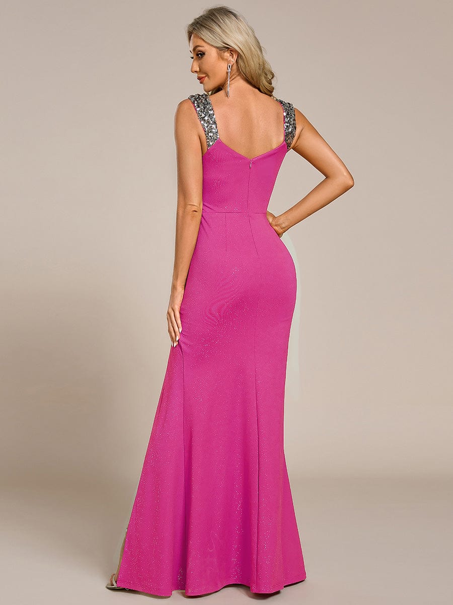 Olympia | Bodycon V-Neck Prom Dress with High Slit