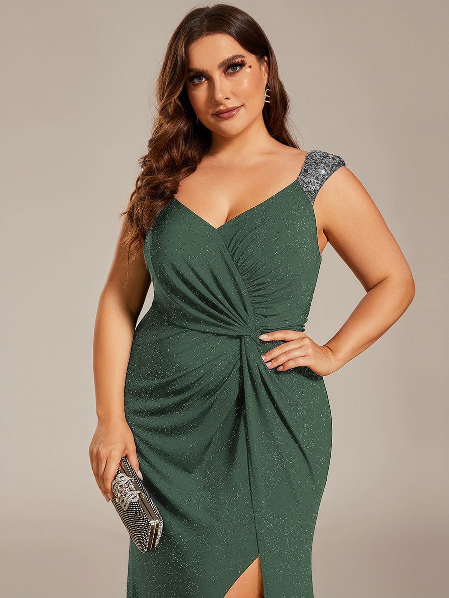 Olympia | Bodycon V-Neck Prom Dress with High Slit