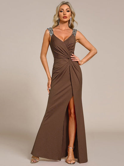 Olympia | Bodycon V-Neck Prom Dress with High Slit