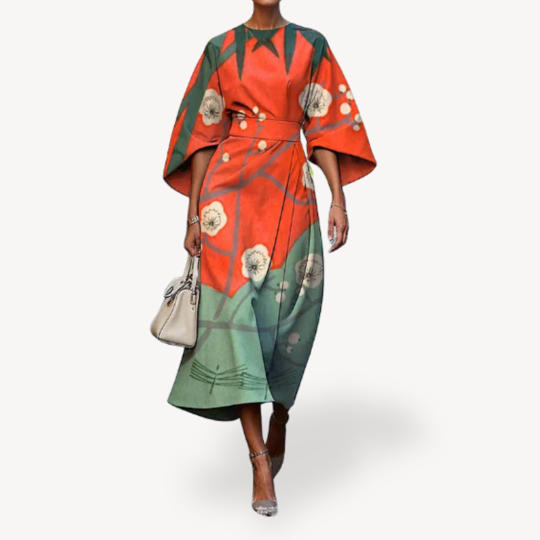 Ladies Elegant Flower Midi Dress