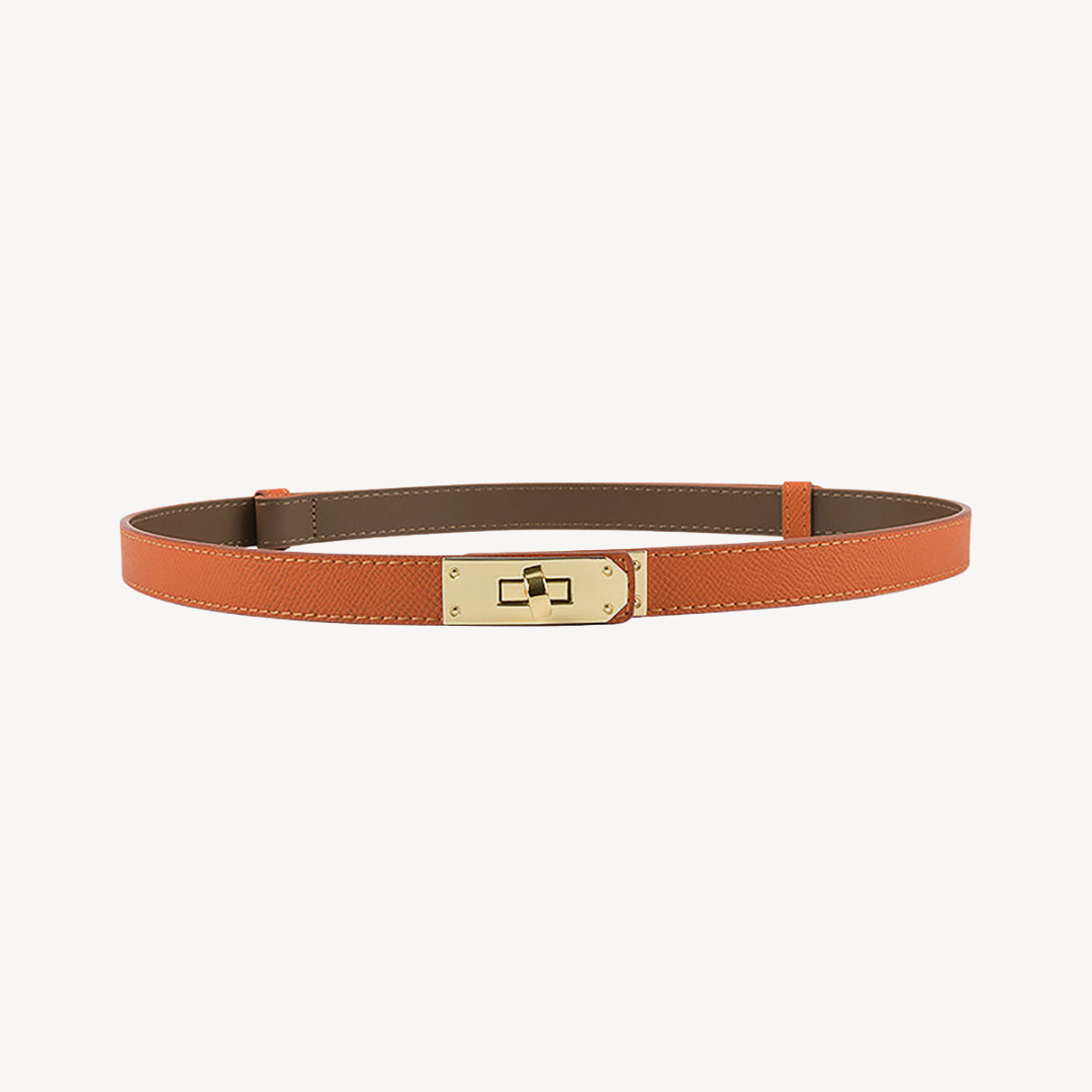 Synthetic Leather Belt with Metallic Buckle for Ladies