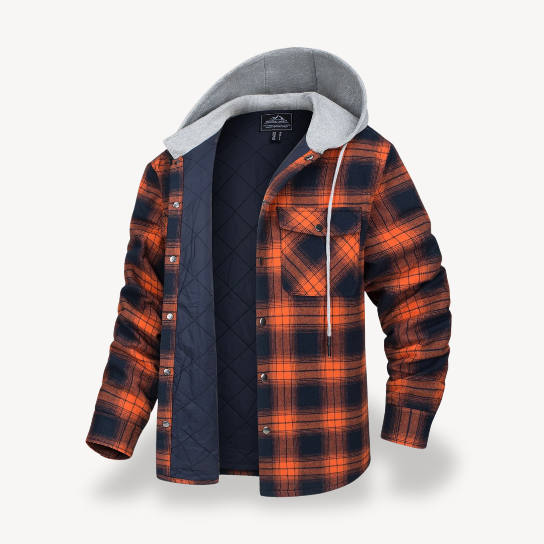 Warm Checked Hoodie Coat for Men