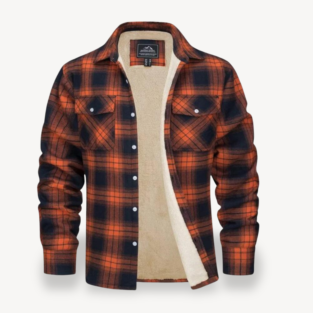 Warm Plaid Sherpa Lined Flannel Shirt for Men