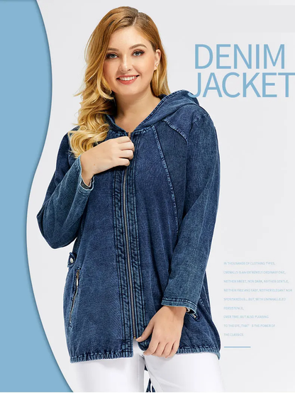 Relaxed Fit Classic Denim Hoodie Sweater