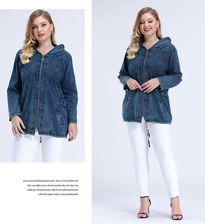 Relaxed Fit Classic Denim Hoodie Sweater