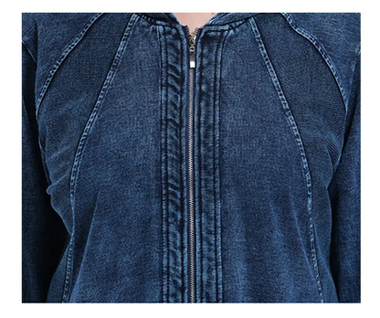 Relaxed Fit Classic Denim Hoodie Sweater