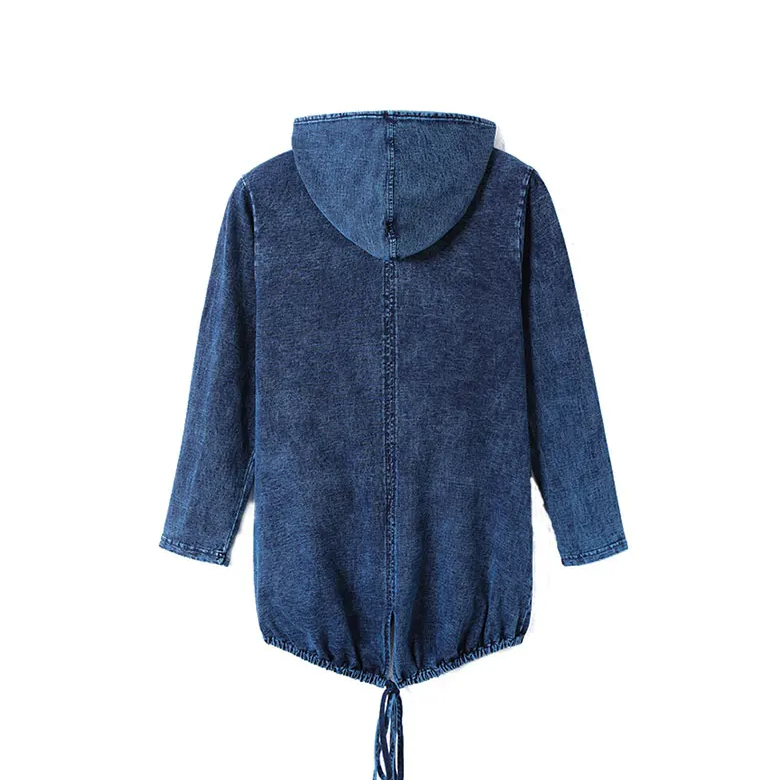 Relaxed Fit Classic Denim Hoodie Sweater