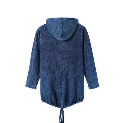Relaxed Fit Classic Denim Hoodie Sweater
