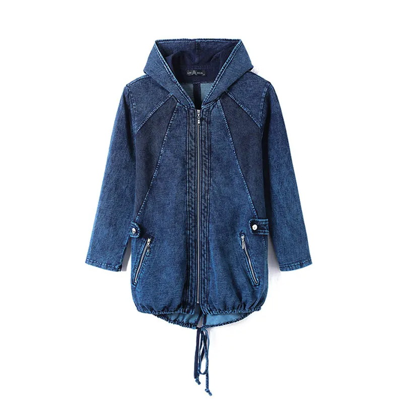 Relaxed Fit Classic Denim Hoodie Sweater