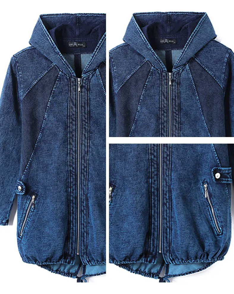 Relaxed Fit Classic Denim Hoodie Sweater - OutfitLondon