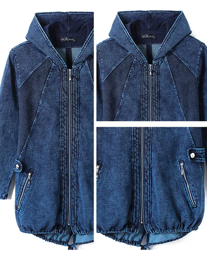 Relaxed Fit Classic Denim Hoodie Sweater - OutfitLondon