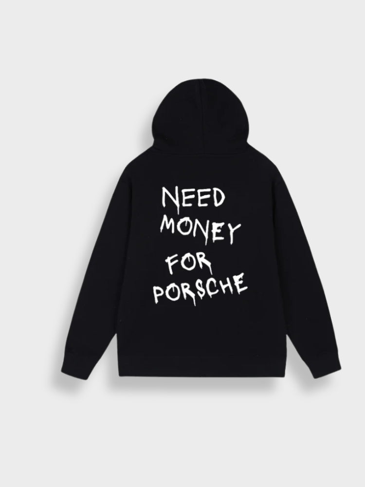 Relaxed Fit Hooded Sweatshirt with Graphic Back - OutfitLondon