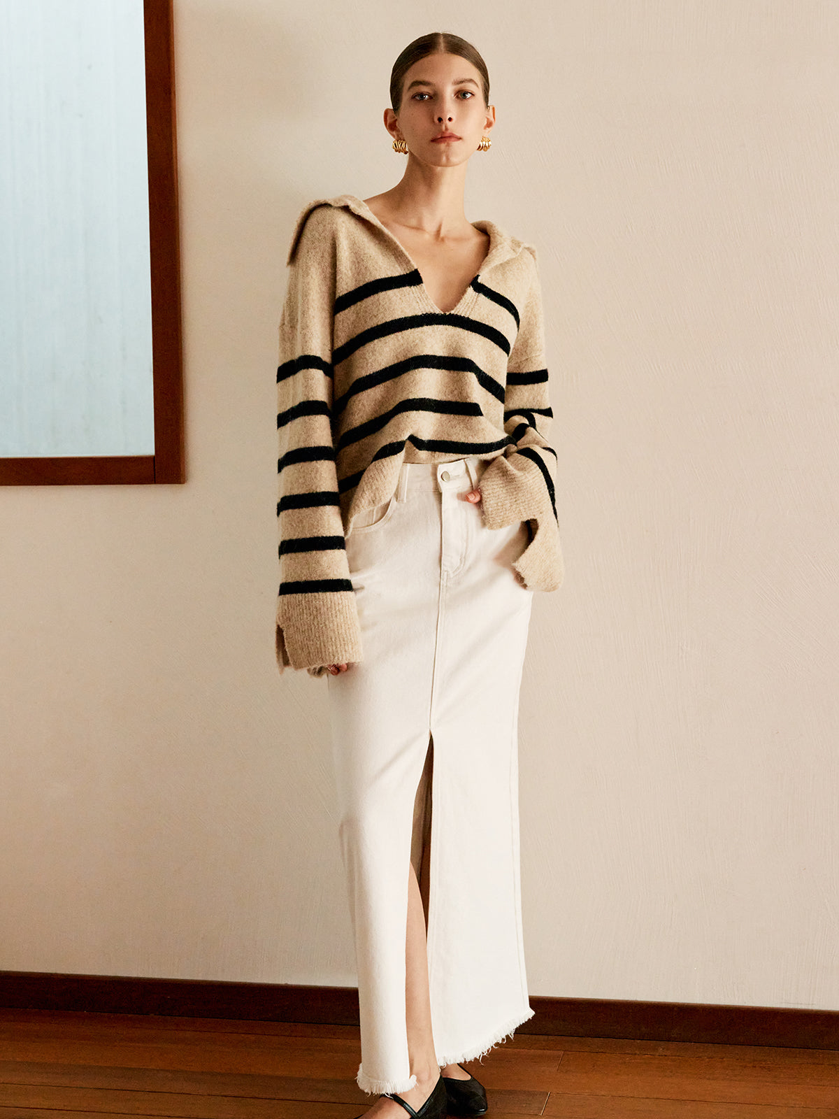 Large Stripe Knit Sweater for Women