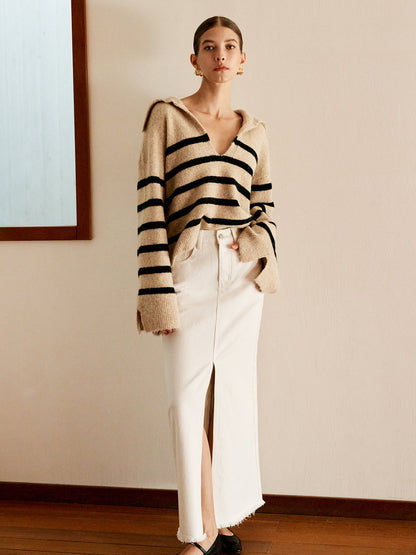 Large Stripe Knit Sweater for Women