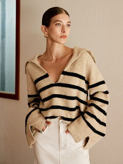 Large Stripe Knit Sweater for Women