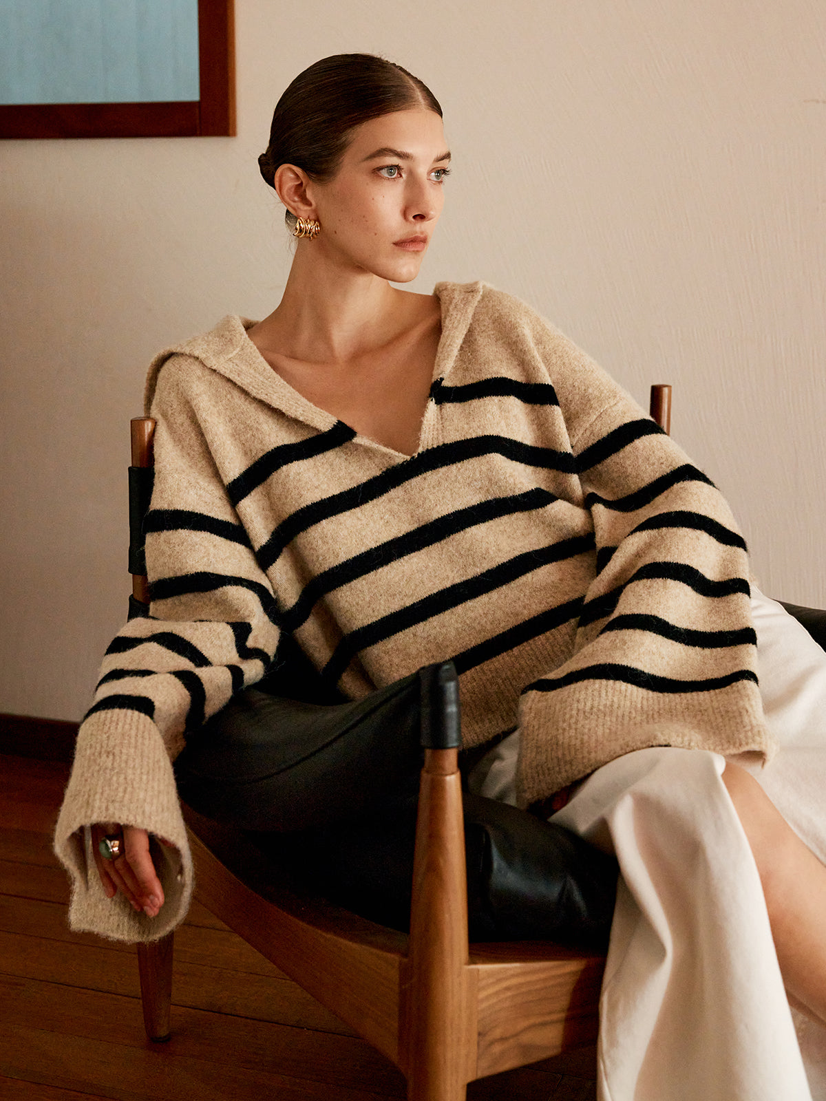 Large Stripe Knit Sweater for Women - OutfitLondon