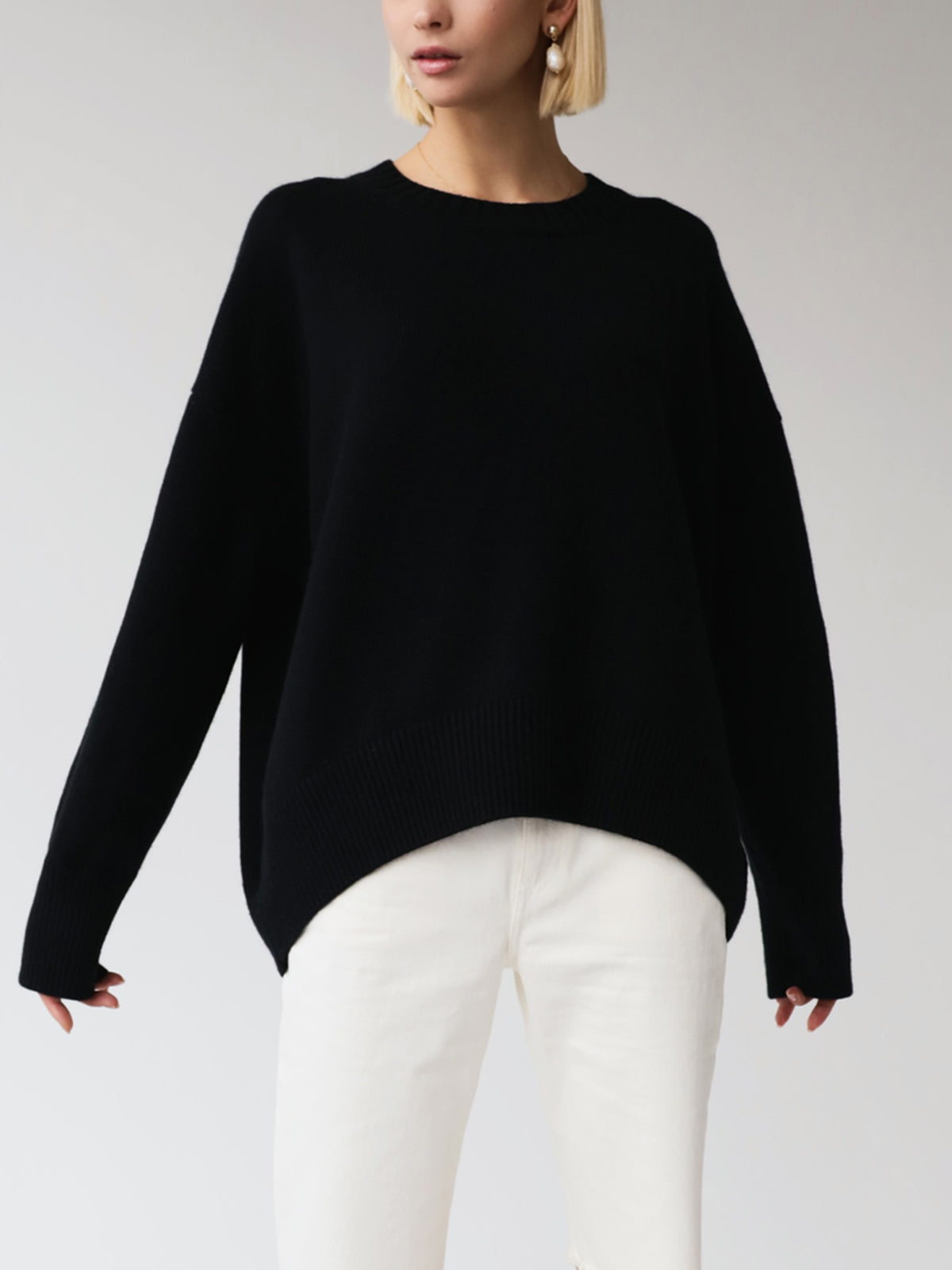 Cozy Women's Large Knit Crew Neck Sweater
