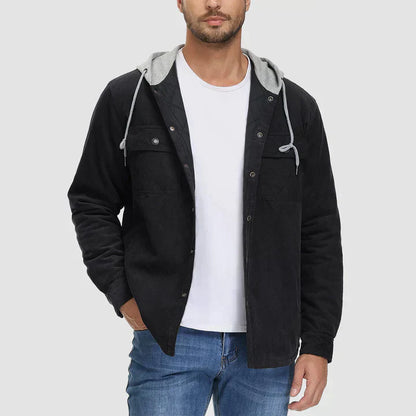 Men's Quilted Hoodie Jacket with Fleece Lining