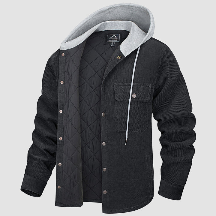 Men's Quilted Hoodie Jacket with Fleece Lining
