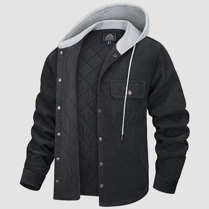 Men's Quilted Hoodie Jacket with Fleece Lining
