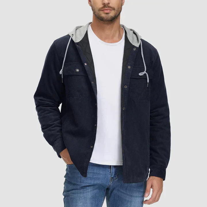 Men's Quilted Hoodie Jacket with Fleece Lining