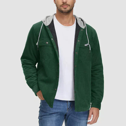 Men's Quilted Hoodie Jacket with Fleece Lining