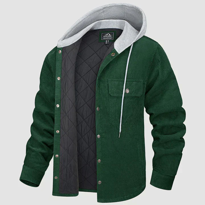 Men's Quilted Hoodie Jacket with Fleece Lining