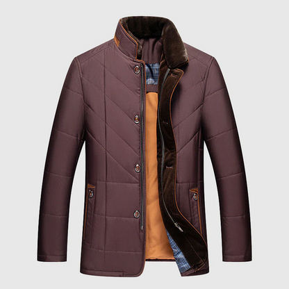 Warm Waterproof Men's Puffer Coat with Faux Fur Lining
