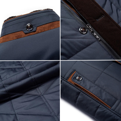 Warm Waterproof Men's Puffer Coat with Faux Fur Lining