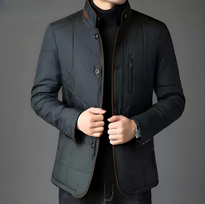 Warm Waterproof Men's Puffer Coat with Faux Fur Lining