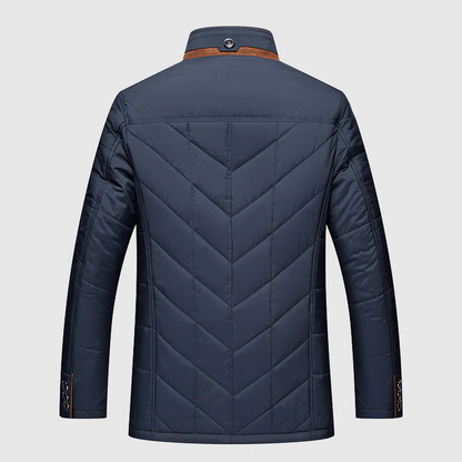 Warm Waterproof Men's Puffer Coat with Faux Fur Lining