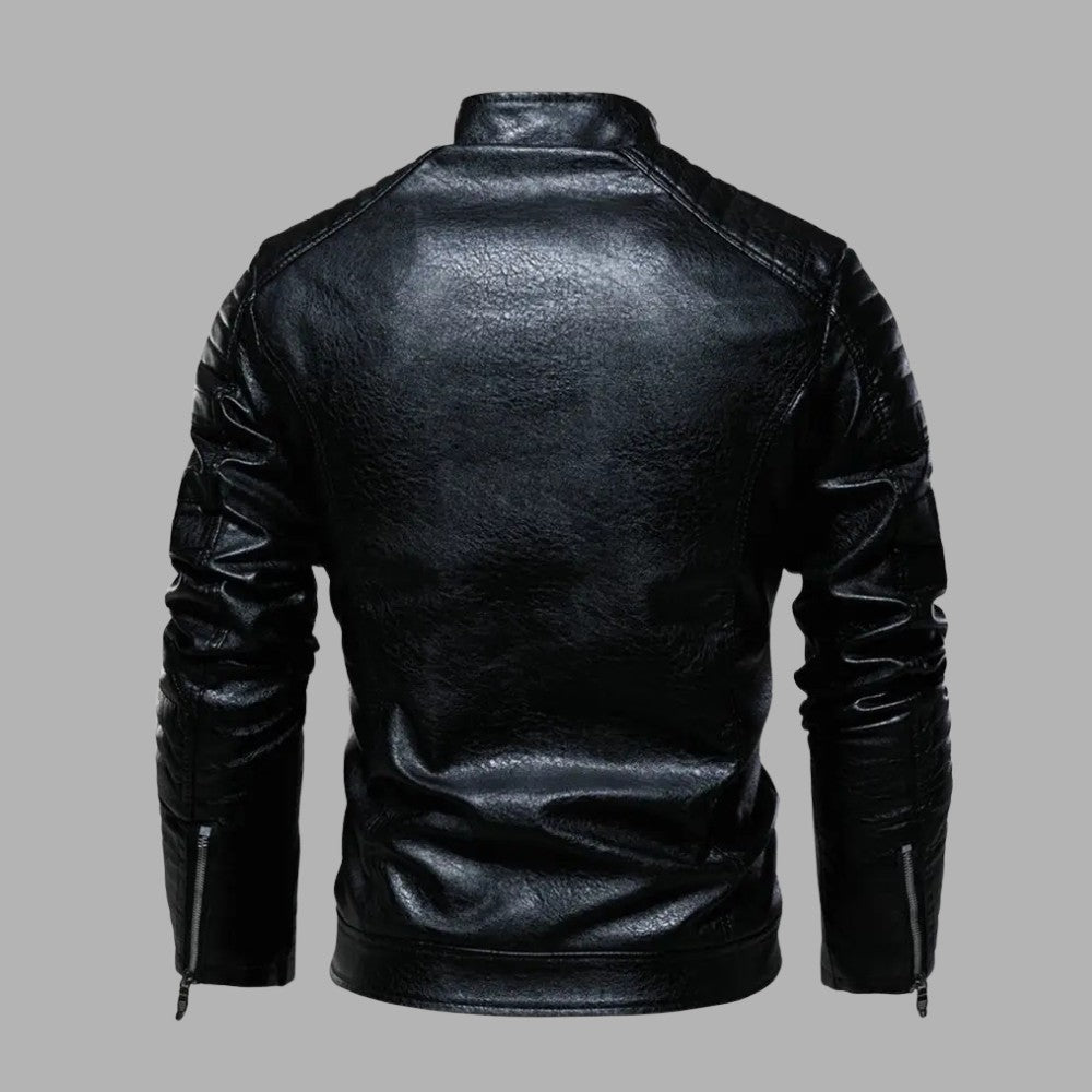 Quilted Zipper Biker Leather Jacket
