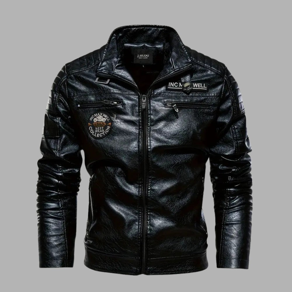 Quilted Zipper Biker Leather Jacket - OutfitLondon