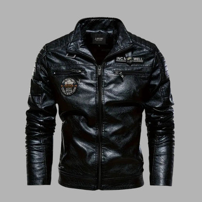 Quilted Zipper Biker Leather Jacket - OutfitLondon