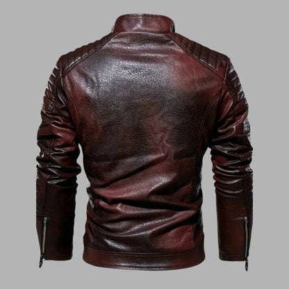 Quilted Zipper Biker Leather Jacket
