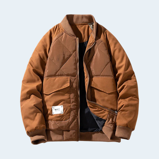 Slim Fit Mens Quilted Bomber Jacket - OutfitLondon